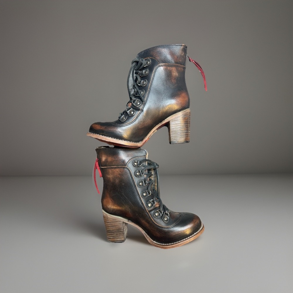 Freebird Borow Brown Black Boots Steampunk Victorian Gothic S Women's SZ 7